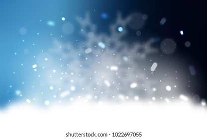 Vector pattern with christmas snowflakes. Snow on blurred abstract background with gradient. The pattern can be used for new year ad, booklets.
