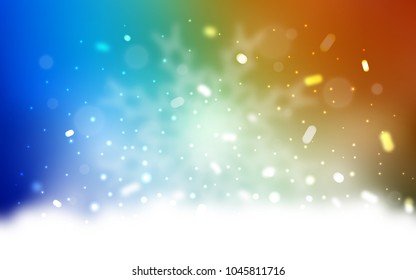 Vector pattern with christmas snowflakes. Snow on blurred abstract background with gradient. The template can be used as a new year background.