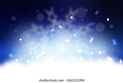 Vector pattern with christmas snowflakes. Snow on blurred abstract background with gradient. The pattern can be used for new year leaflets.