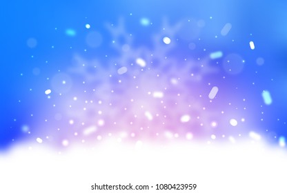 Vector pattern with christmas snowflakes. Snow on blurred abstract background with gradient. The pattern can be used for new year ad, booklets.