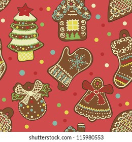 Vector Pattern Christmas Spice-cake. Ginger cookies