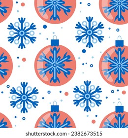 vector pattern with christmas tree toys glass balls