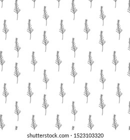 Vector pattern and Christmas trees. Floral minimalistic ornament. Freehand drawing