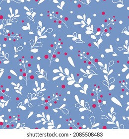 Patrón vectorial con ramas y bayas de Navidad. Colores delgados
