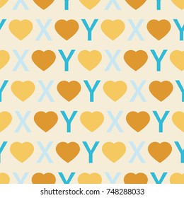 Vector pattern with chromosomes and heart shapes.