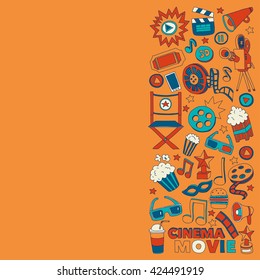 Vector pattern with cinema hand drawn icons Doodle style
