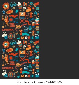 Vector pattern with cinema hand drawn icons Doodle style