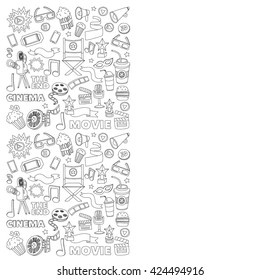 Vector pattern with cinema hand drawn icons Doodle style