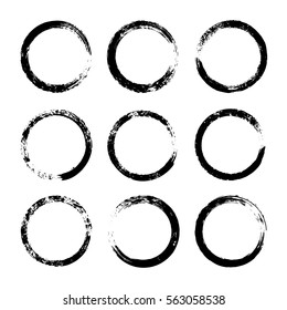 Vector pattern with circles. Black and white texture.