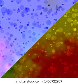 Vector pattern with circles, stars. Colorful disks, stars on simple gradient background. Design for wallpaper, fabric makers.