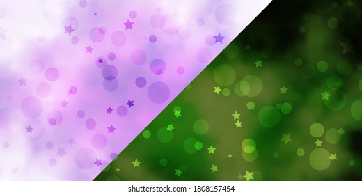 Vector pattern with circles, stars. Colorful disks, stars on simple gradient background. Design for wallpaper, fabric makers.
