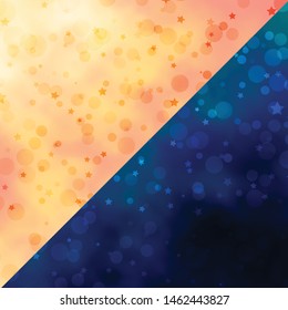 Vector pattern with circles, stars. Illustration with set of colorful abstract spheres, stars. Pattern for design of fabric, wallpapers.