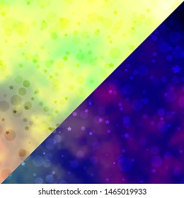 Vector pattern with circles, stars. Illustration with set of colorful abstract spheres, stars. Template for business cards, websites.