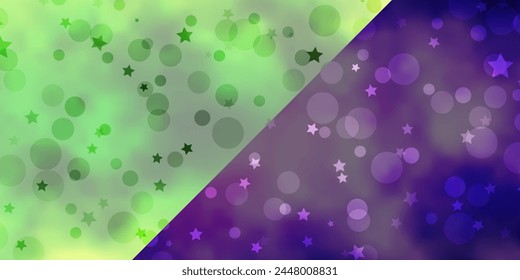 Vector pattern with circles, stars. Illustration with set of colorful abstract spheres, stars. Design for textile, fabric, wallpapers.