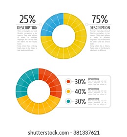Vector pattern circular chart. Diagram in the form of a circle divided into cells for easy editing. Template vector infographics.