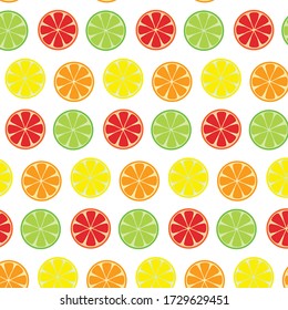 Vector pattern of citrus fruits on isolated background. Vitamine C pattern