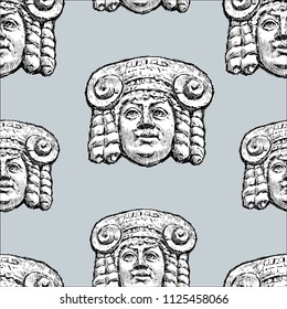 Vector pattern of the classical greek mask