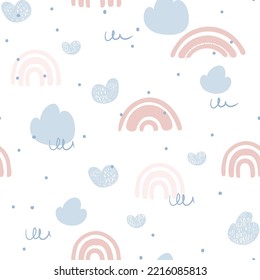 vector pattern cloud and rainbow. seamless background for nursery decor, fabrics, children's textiles, wrapping paper.