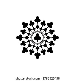 Vector pattern of Club poker gambling card. Casino poker abstract ornaments for gaming prints and gamble banners.
