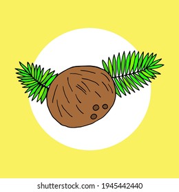 Vector pattern with coconut in doodle style.
