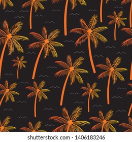 vector pattern of coconut trees and water