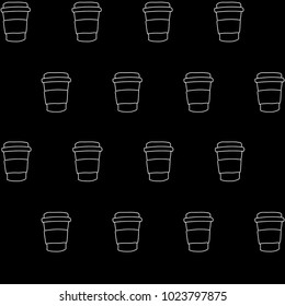 Vector pattern with coffee. A cup of coffee. Design of packaging paper, wallpaper, textiles. Illustration, sketch