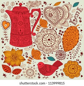 Vector pattern with coffee pot