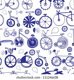 Vector pattern with collection of bycicles