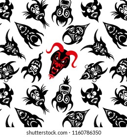 Vector pattern Collection of the Dead devil mask