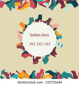 Vector pattern  of collection Fashion and  Beautiful shoes - Illustration