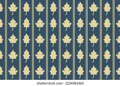 Vector pattern of a collection of leaves arranged in a row as a background, this vector is colored blue and brown.