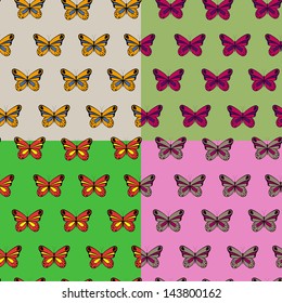 The vector pattern with color butterflies