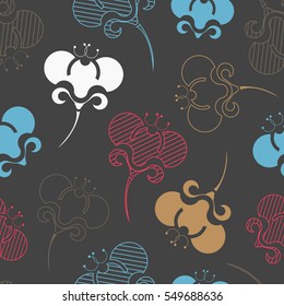 Vector pattern with color repetition of flower blossoms. Seamless background
