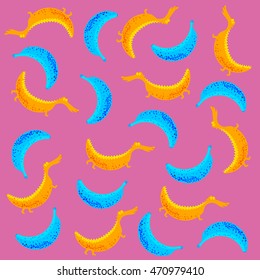 vector pattern of colored bananas and crocodiles
