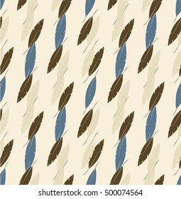 Vector pattern with colored feathers. Pattern can be used for wallpaper, cover fills, web page background, surface textures.