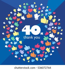 Vector pattern of colored likes 40K subscribers