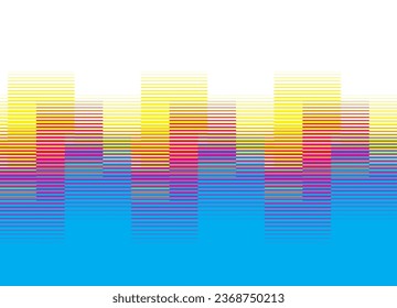 Vector pattern of colored striped rectangles. in retro style with a risograph effect. Color transition . For posters, wall decoration, vehicles, textiles, clothing, sports. Vector background