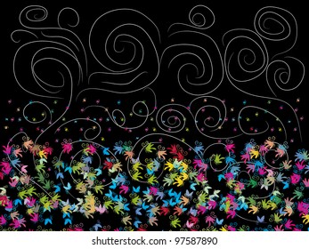 vector pattern with colorful butterflies. Illustration