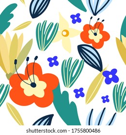 Vector pattern with colorful flowers