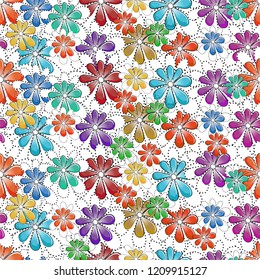 Vector pattern of colorful flowers. Ideal for greeting cards, wallpapers, gift paper, cobwebs, textiles, backgrounds