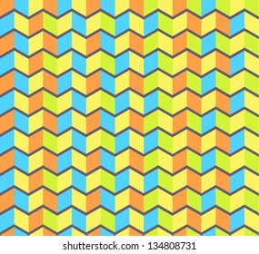 Vector pattern of colorful geometric shapes. Mosaic background with rhombs. Seamless pattern
