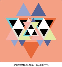 Vector pattern with colorful geometric shapes, triangles,lines.Colorful backdrop, seamless background pattern, retro style banner.