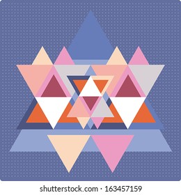 Vector pattern with colorful geometric shapes, triangles.Colorful backdrop, background pattern, retro style banner.