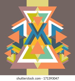 Vector pattern with colorful geometric shapes, triangles.Colorful backdrop, seamless background pattern, retro style banner.