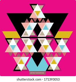Vector pattern with colorful geometric shapes, triangles.Colorful backdrop, seamless background pattern, retro style banner.