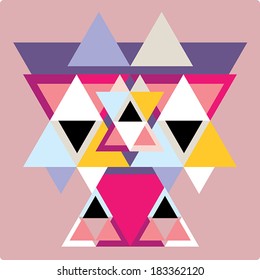 Vector pattern with colorful geometric shapes, triangles,lines.Colorful backdrop retro style banner.