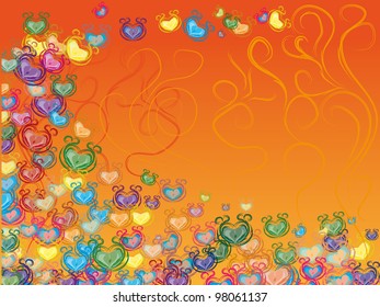 vector pattern with colorful hearts. Illustration