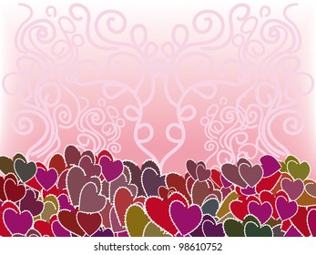 vector pattern with colorful hearts. Illustration