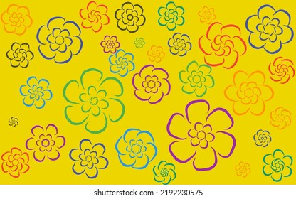 vector pattern of colorful seamless flower shapes, for clothes motifs, backgrounds, and printed on paper