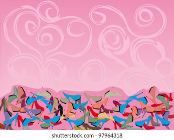 vector pattern with colorful shoes. Illustration